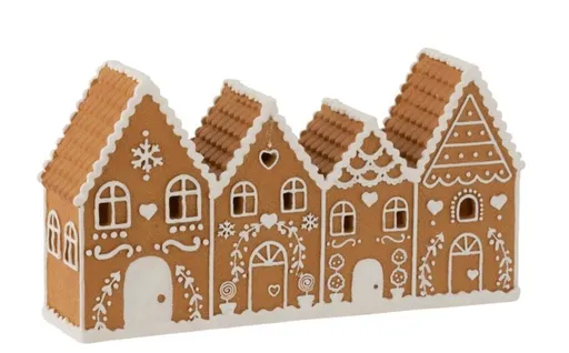 Hnědé svítící perníkové chaloupky -  29*7*16cm J-Line by Jolipa
