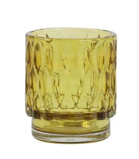 Žlutý skleněný svícen Grace - Ø 7*8 cm Light & Living