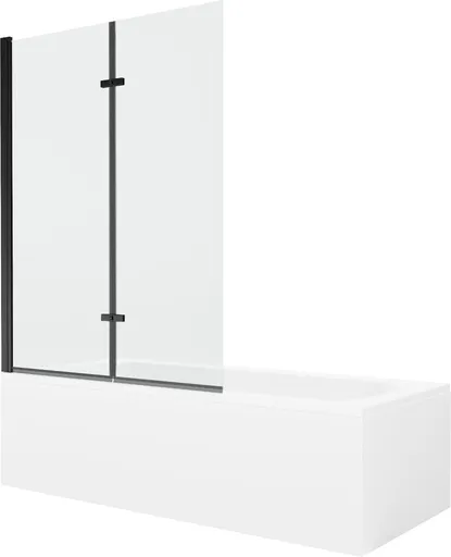 MEXEN/S Vega obdélníková vana 180 x 80 cm s panelem + vanová zástěna 120, transparent, černá 550118080X9212027000