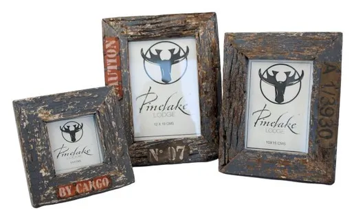 Sada 3 dřevěných retro fotorámečků - 22*27/19*24/17*17cm Colmore by Diga