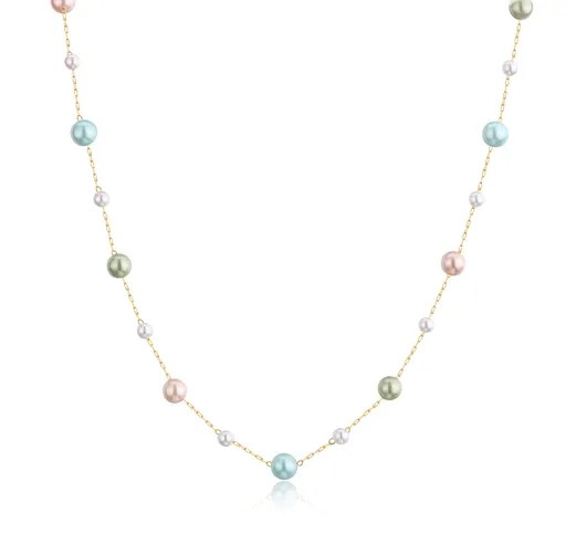 S'Agapõ Hravý pozlacený náhrdelník s barevnými perlami Wisdom SWI08