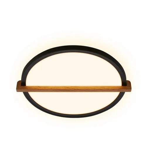BRILONER Remsa LED stropní svítidlo, dekor dřeva, přímé a nepřímé osvětlení, oválné 31,5x29 cm, černá/dřevo 3844015