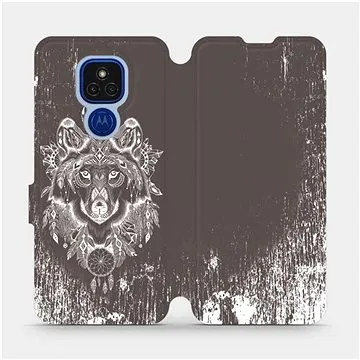 Flipové pouzdro na mobil Motorola Moto E7 Plus - V064P Vlk a lapač snů (5903516383931)