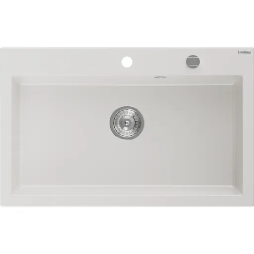 MEXEN Elix granitový dřez 1-miska 800 x 500 mm, bílá, sifon chrom 6527801005-20