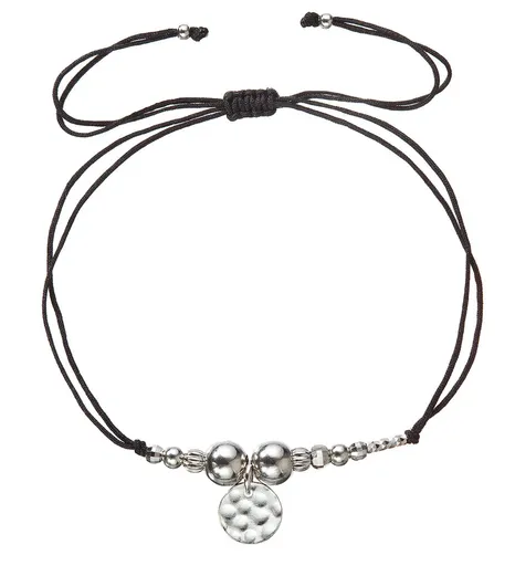 Evolution Group - Pavona Textilní černý náramek stříbrné kuličky 13040.3 black