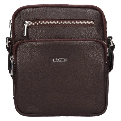 Pánská kožená taška přes rameno Lagen Kopp - tmavě hnědá