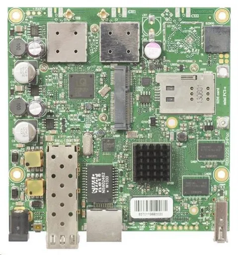 MikroTik RouterBOARD RB922UAGS-5HPacD, 720MHz CPU, 128MB RAM, 1x LAN, 1x SFP slot, 1xminiPCIe slot + SIM, vč.L4