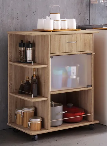 VCM Kuchyňský vozík Pocis, dub sonoma