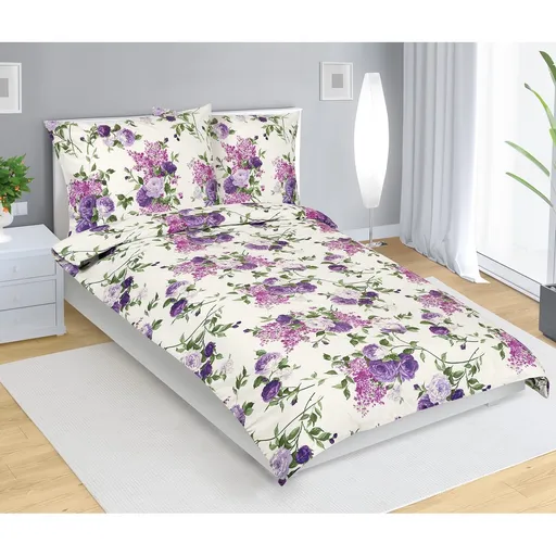 Bellatex Bavlněné povlečení Růže lila, 140 x 200 cm, 70 x 90 cm