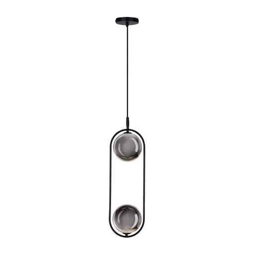 Elegantní závěsná lampa CORDEL - černá s grafitovými kuličkami - minimalistické osvětlení obývacího pokoje 2x G9 LED