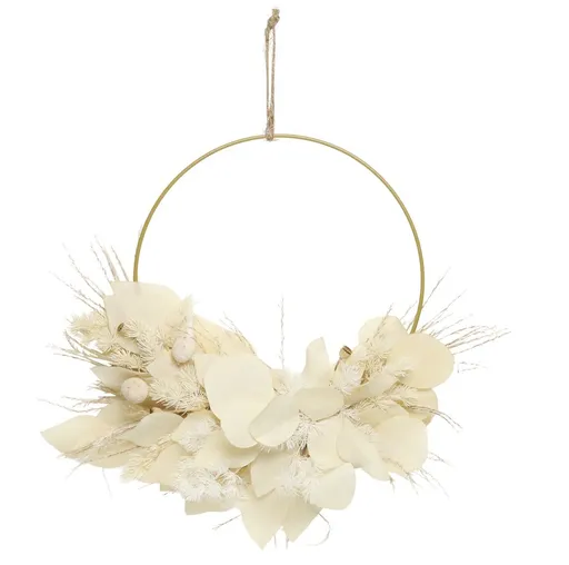 Dekorace krémový květinový věnec se sušenými květy - Ø 34 cm Chic Antique