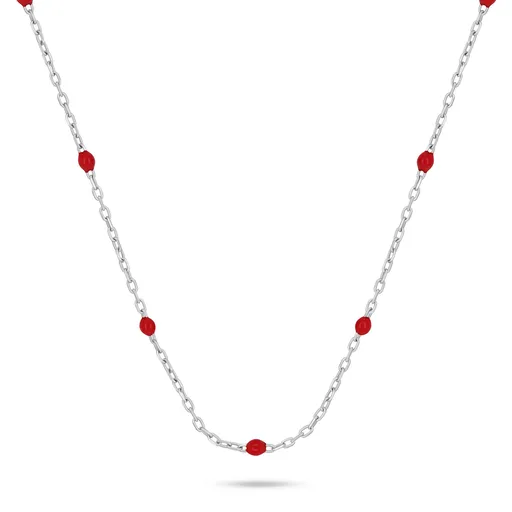 Brilio Silver Stříbrný náhrdelník s červenými kuličkami NCL112WR