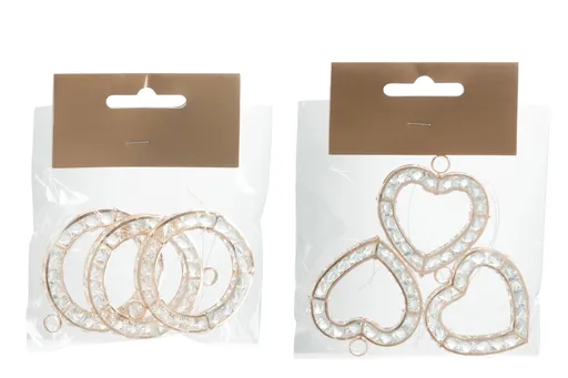 2 pytlíky malých závěsných ozdob kruh a srdce - 5*0,5*5 cm J-Line by Jolipa