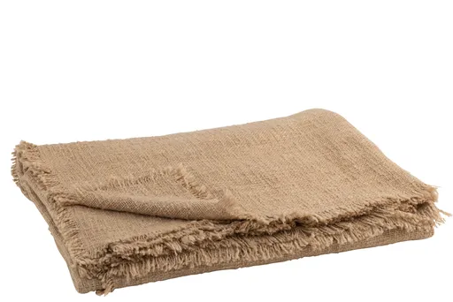 Hnědý přehoz s třásňovitým lemem - 179*50*1 cm J-Line by Jolipa