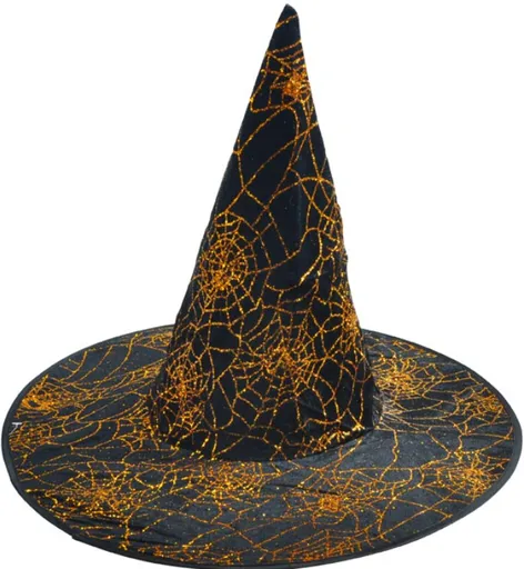Klobouk čarodějnický černo-zlatý 32x32cm