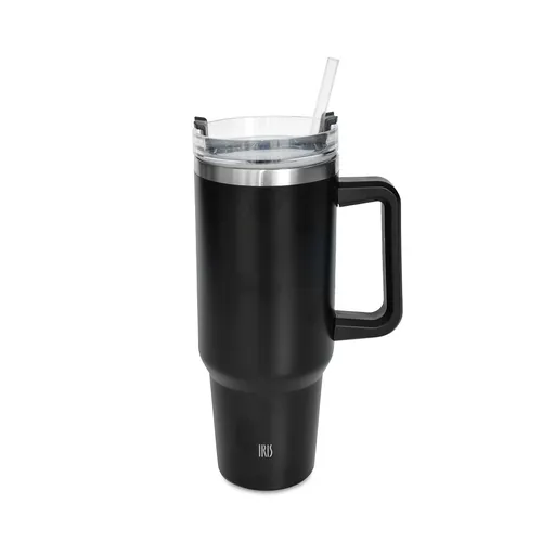 Termohrnek Tumbler s brčkem, 1,2l, Iris Barcelona, černý
