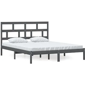 Rám postele šedý masivní borovice 160 × 200 cm, 3101230 (3101230)