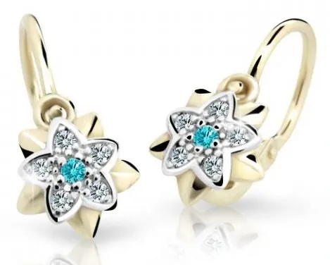 Cutie Jewellery Zlaté dětské náušnice C2210-10-X-1 světle zelená