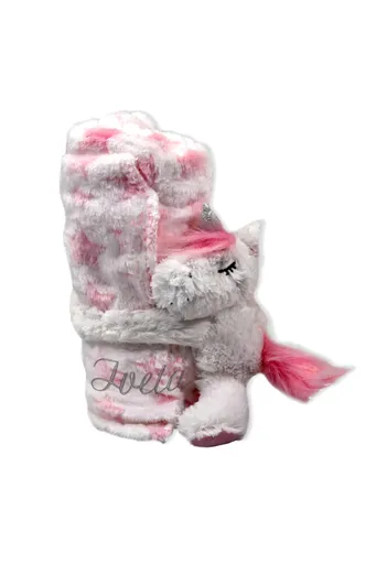 Jednorožec s plyšovou dekou s výšivkou