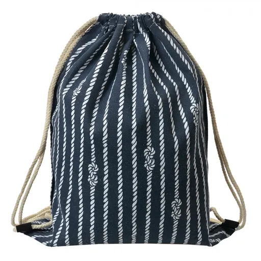 Modrý látkový batoh na záda s provazy - 34*1*43 cm Clayre & Eef