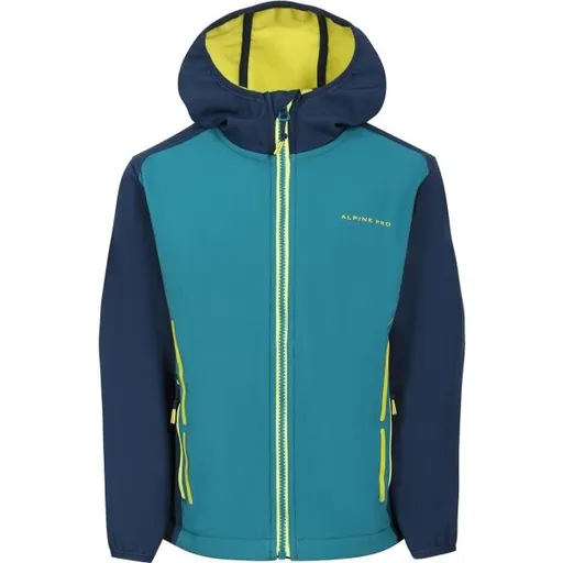 ALPINE PRO MORETO Dětská softshellová bunda, modrá, velikost 116-122