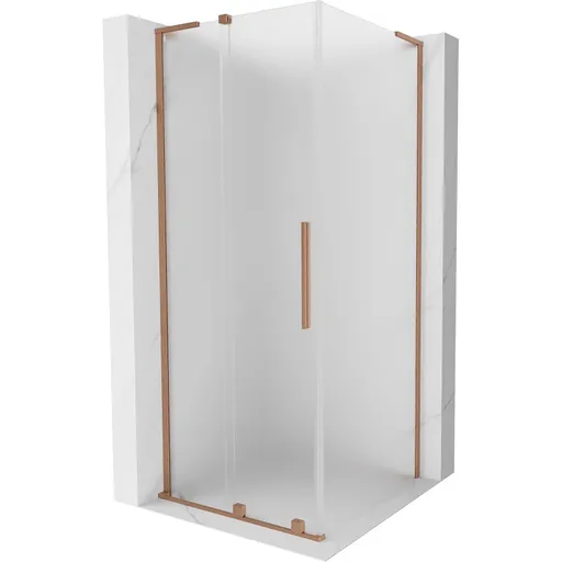 MEXEN/S Velar L sprchový kout, posuvné dveře 110 x 110, dekor, měď kartáčovaná 871-110-110-33-65