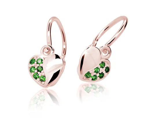 Cutie Jewellery Dětské náušnice z růžového zlata C2160-10-X-4 zelená