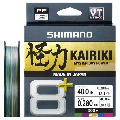 Shimano splétaná šňůra line kairiki 8+ multi color 300 m - 0,23 mm 26,3 kg