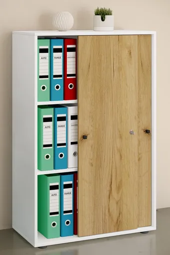 VCM Kancelářská skříň Lona XL s posuvnými dveřmi, bílá