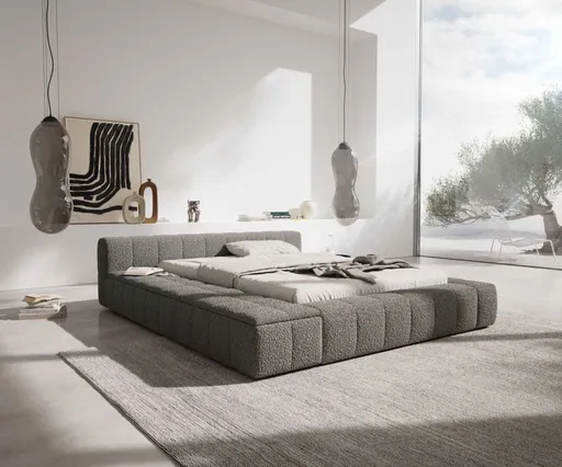 Čalouněná postel Espazio 140x200 cm bouclé stříbrně šedá