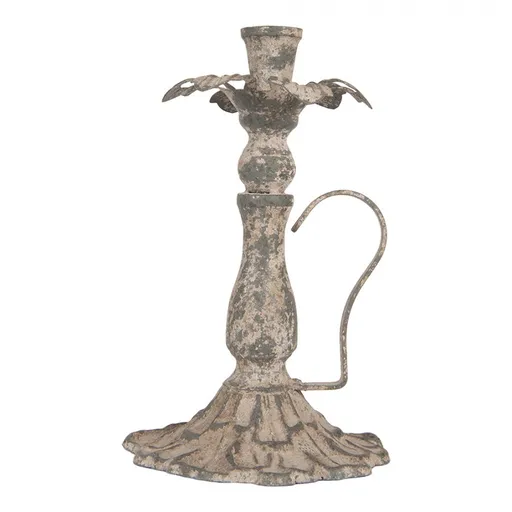 Šedý antik kovový svícen na úzkou svíčku Francio - Ø 15*23 cm Clayre & Eef