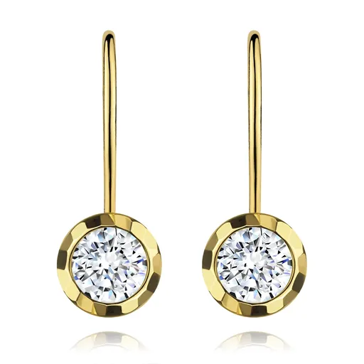 Zlaté náušnice 585 - kruhová blýskavá objímka, broušený čirý zirkon