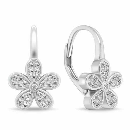 Brilio Silver Stříbrné náušnice kytičky s čirými zirkony EA112W