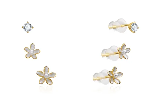 MOISS Krásná pozlacená sada náušnic E0004870 (3 páry náušnic)