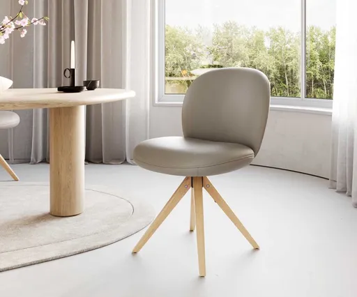 Otočná židle Nube-Flex dřevěná podnož hranatá přírodní kůže