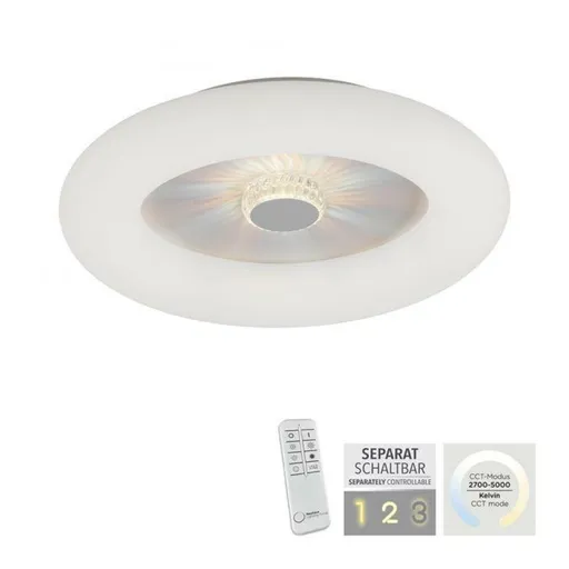 LEUCHTEN DIREKT is JUST LIGHT LED stropní svítidlo bílé kruhové 50x50 křišťálový efekt stmívatelné CCT 2700-5000K LD 14383-16