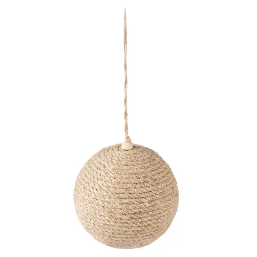 Vánoční ozdoba jutová béžová koule - Ø 9*10cm - sada 4ks Clayre & Eef