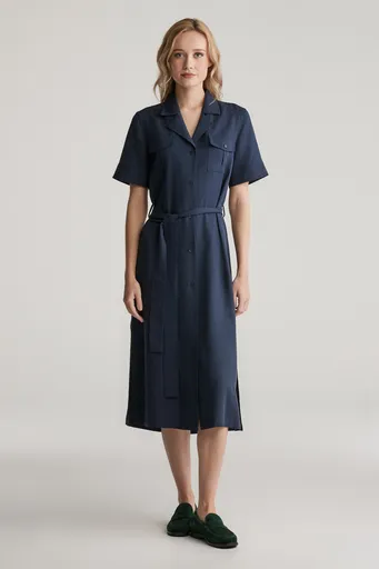 ŠATY GANT REG POCKET DRESS EVENING BLUE