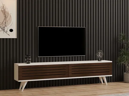 TV stolek Hill - Walnut, White
