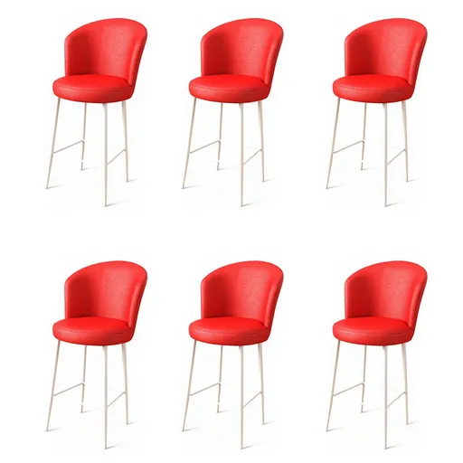 Sada barových židlí Uras Red and White, 6 ks, 6 ks