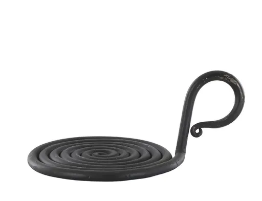 Černý antik kovový svícen pro sloupovou svíčku Spirel - Ø 10*6 cm Chic Antique