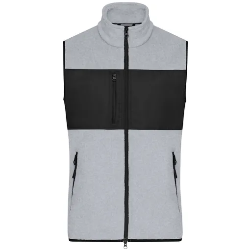 James & Nicholson (Daiber) Pánská fleecová vesta JN1310 - Světle šedý melír / černá | XL
