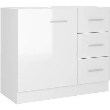 Shumee Skříňka pod umyvadlo - bílá, vysoký lesk, 63 × 30 × 54 cm, dřevotříska (804190)