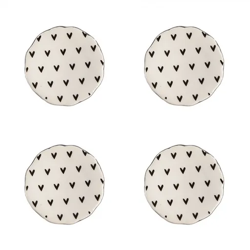 Set 4ks béžová keramická úchytka se srdíčky - Ø 4*3 /6 cm Clayre & Eef