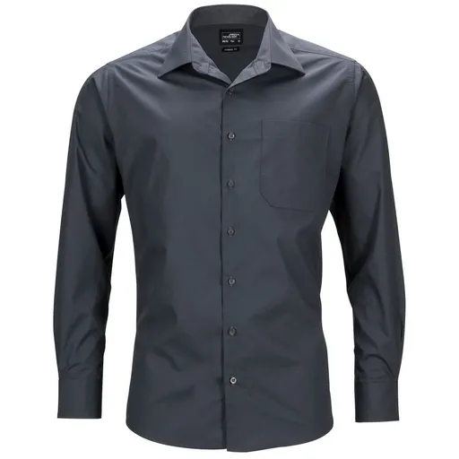 James & Nicholson (Daiber) Pánská košile s dlouhým rukávem JN642 - Tmavě šedá | 3XL