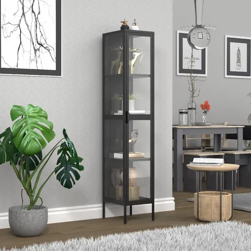 VCM Stojací vitrína „Floka XL“, černá