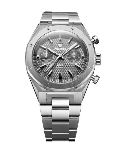 Nivada Grenchen F77 Chrono Mecaquartz Grey 38 mm - Steel Bracelet