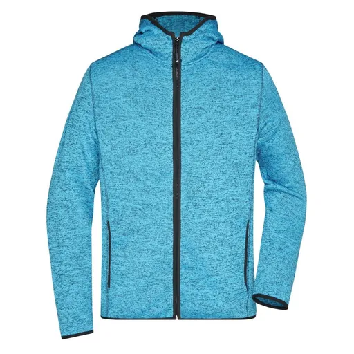 James & Nicholson (Daiber) Pánská mikina s kapucí na zip JN589 - Modrý melír / černá | 3XL