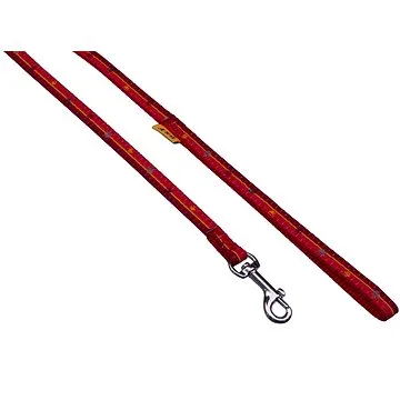 Bafpet Popruhové vodítko "Tlapky-proužek" - Červená, 10mm × 120cm, 18202TP (18202TP_CERVENA)