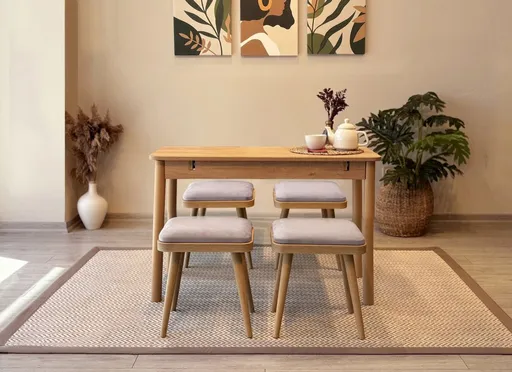 Jídelní set s rozkládacím stolem a židlemi (5 kusů) Vina Mini 05 0701 - Oak, Soho Grey